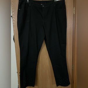 CJ Banks NWT black jeans with black pearls at bottom of pant leg. Size 22